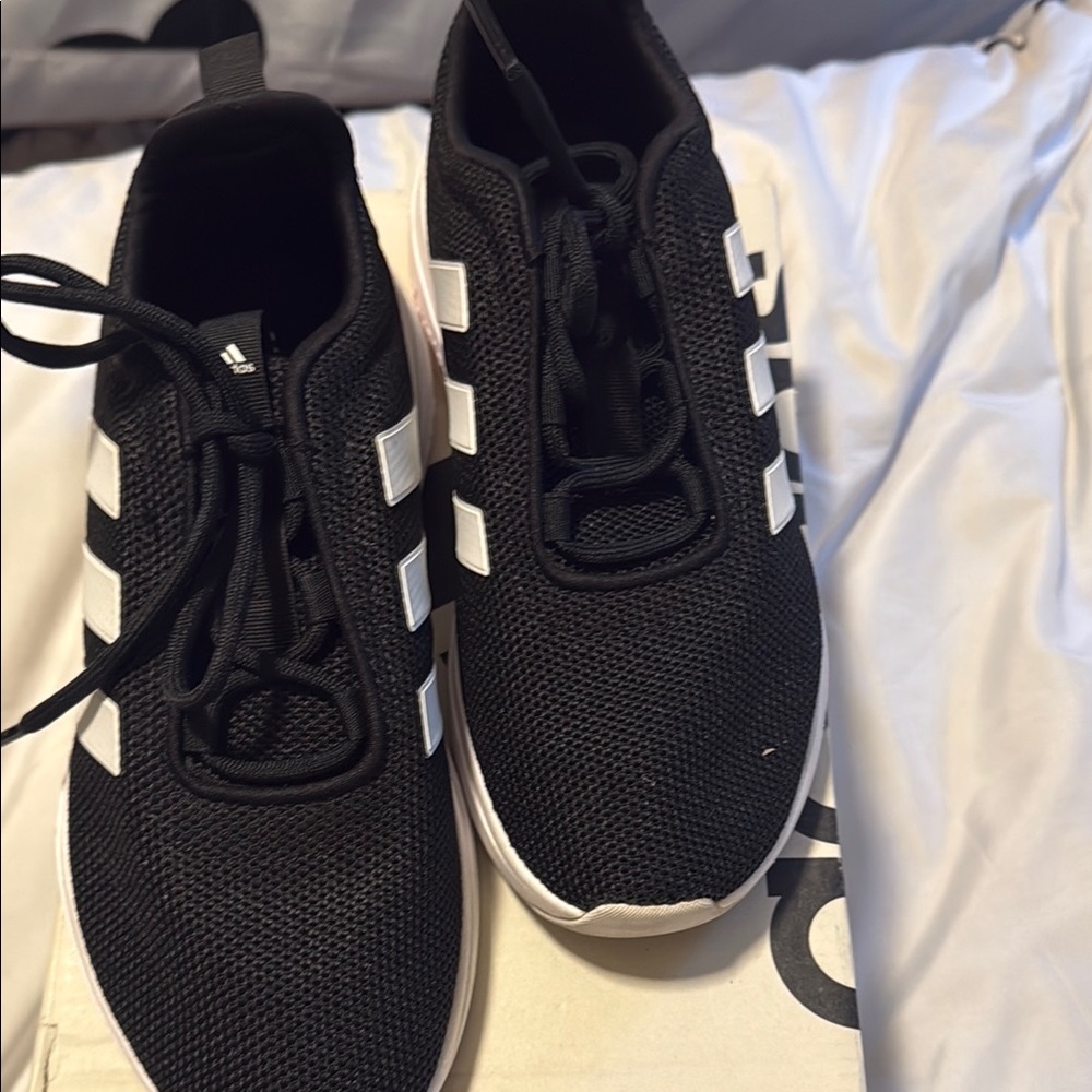 Adidas Classic Black Mesh Sneakers with White Accents